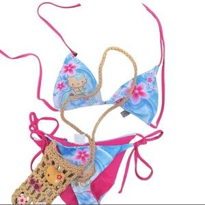 Bikini Y2K Hello Kitty Beach Dolphin Gyaru Pink Blue Kawaii New Size Medium